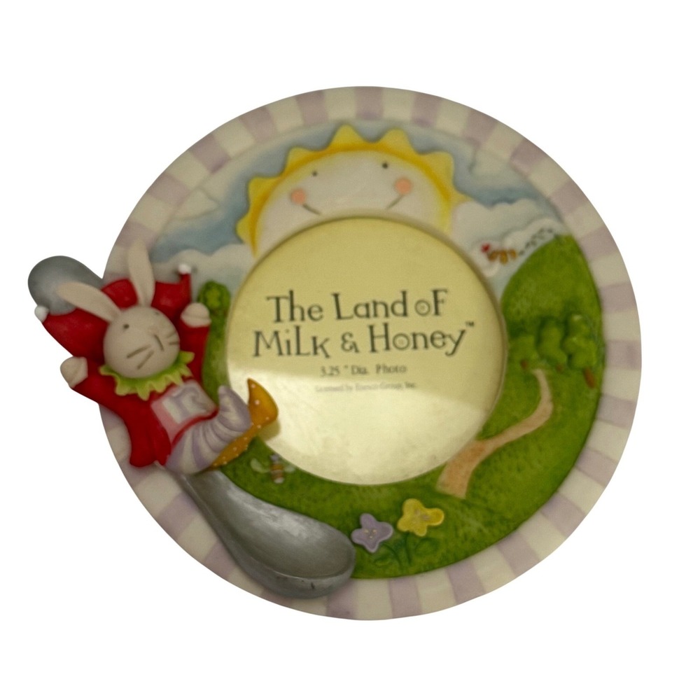 The Land of Milk and Honey‎ Bunny Easter Photo Frame 3.25 Inch Diameter photo